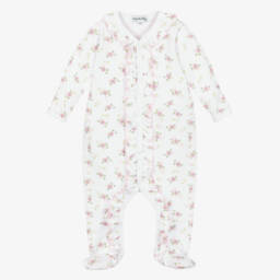 Magnolia Baby-Girls Floral Pink Cotton Babygrow | Childrensalon Outlet