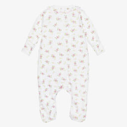 Magnolia Baby-Girls Floral Pink Cotton Babygrow | Childrensalon Outlet