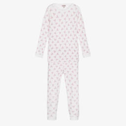 ماغنوليا بيبي-بيجاما قطن بيما لون زهري وأبيض للبنات | Childrensalon Outlet