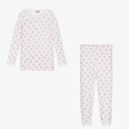 ماغنوليا بيبي-بيجاما قطن بيما لون زهري وأبيض للبنات | Childrensalon Outlet