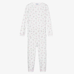 ماغنوليا بيبي-بيجاما قطن بيما لون أبيض وزهري بطبعة ورود | Childrensalon Outlet