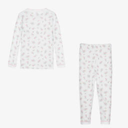 ماغنوليا بيبي-بيجاما قطن بيما لون أبيض وزهري بطبعة ورود | Childrensalon Outlet