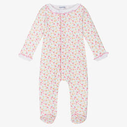 Magnolia Baby-Белый хлопковый комбинезон с осенними листьями | Childrensalon Outlet
