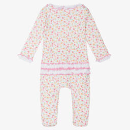 Magnolia Baby-Белый хлопковый комбинезон с осенними листьями | Childrensalon Outlet