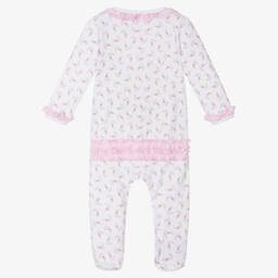 Magnolia Baby-Girls White & Pink Princess Swan Babygrow | Childrensalon Outlet