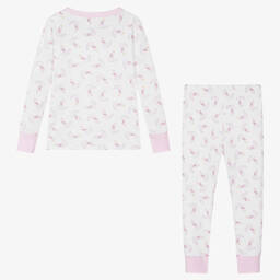 ماغنوليا بيبي-بيجاما قطن بيما لون أبيض وزهري للبنات | Childrensalon Outlet