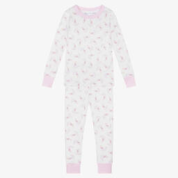 ماغنوليا بيبي-بيجاما قطن بيما لون أبيض وزهري للبنات | Childrensalon Outlet