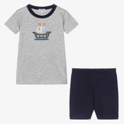 ماغنوليا بيبي-بيجاما قطن لون رمادي وكحلي للأولاد | Childrensalon Outlet