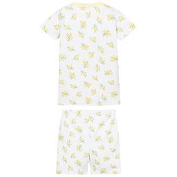 ماغنوليا بيبي-بيجاما شورت قطن بيما لون أبيض بطبعة ورورد للبنات | Childrensalon Outlet