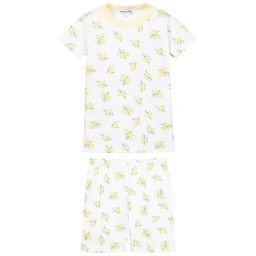 ماغنوليا بيبي-بيجاما شورت قطن بيما لون أبيض بطبعة ورورد للبنات | Childrensalon Outlet