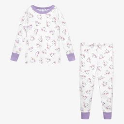 Magnolia Baby-بيجاما قطن بيما لون أبيض للبنات | Childrensalon Outlet