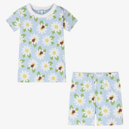 Magnolia Baby-بيجاما شورت قطن بيما لون أزرق للبنات | Childrensalon Outlet