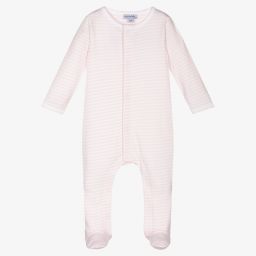 Magnolia Baby-Pink Pima Cotton Babygrow | Childrensalon Outlet