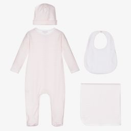 Magnolia Baby-Pink Pima Cotton Babysuit Set | Childrensalon Outlet