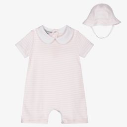 Magnolia Baby-Pink Pima Cotton Babysuit Set | Childrensalon Outlet