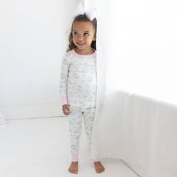 Magnolia Baby-بيجاما قطن بيما لون أبيض وزهري للبنات | Childrensalon Outlet