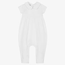 Magnolia Baby-White Blessed Cross Pima Cotton Babygrow | Childrensalon Outlet