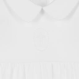 Magnolia Baby-White Blessed Cross Pima Cotton Babygrow | Childrensalon Outlet
