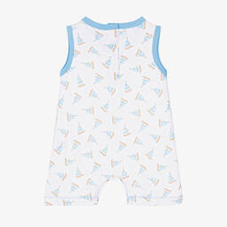 Magnolia Baby-Бело-голубой хлопковый песочник с парусниками | Childrensalon Outlet