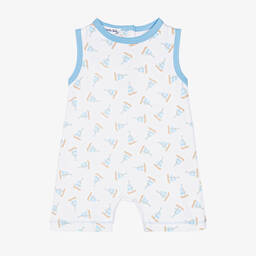 Magnolia Baby-Бело-голубой хлопковый песочник с парусниками | Childrensalon Outlet