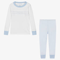 Magnolia Baby-Бело-голубая хлопковая пижама со сборками | Childrensalon Outlet