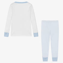 Magnolia Baby-Бело-голубая хлопковая пижама со сборками | Childrensalon Outlet