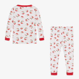 Magnolia Baby-White Cotton & Red Winking Santa Pyjamas | Childrensalon Outlet