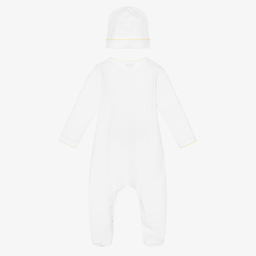 ماغنوليا بيبي-طقم بيبي غرو وقبعة قطن بيما جيرسي لون أبيض للأطفال | Childrensalon Outlet