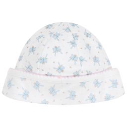 Magnolia Baby-قبعة قطن بيما لون أبيض وأزرق للمولودات | Childrensalon Outlet