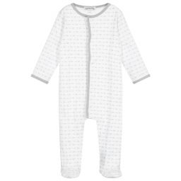 Magnolia Baby-White Pima Cotton Babygrow | Childrensalon Outlet