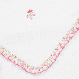 Magnolia Baby-Бело-розовое одеяло из хлопка пима с рюшами (78см) | Childrensalon Outlet
