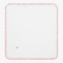 Magnolia Baby-Бело-розовое одеяло из хлопка пима с рюшами (78см) | Childrensalon Outlet