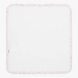 Magnolia Baby-Бело-розовое одеяло из хлопка пима с рюшами (78см) | Childrensalon Outlet