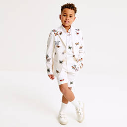 Maison Ava-Boys Ivory Embroidered Butterfly Suit | Childrensalon Outlet