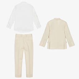 Maison Ava-Кремовый костюм с вышитыми цветами | Childrensalon Outlet