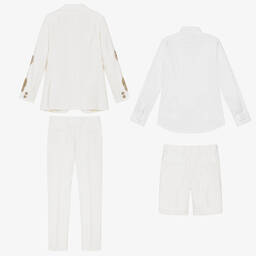 Maison Ava-Boys Ivory & Gold Baroque Crest Suit | Childrensalon Outlet