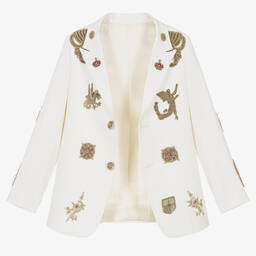 Maison Ava-Boys Ivory & Gold Baroque Crest Suit | Childrensalon Outlet