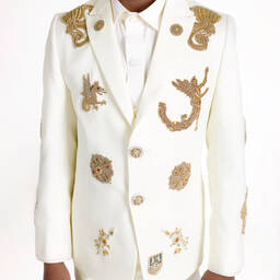 Maison Ava-Boys Ivory & Gold Baroque Crest Suit | Childrensalon Outlet