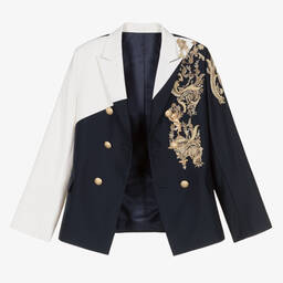 Maison Ava-Кремово-синий костюм с вышивкой | Childrensalon Outlet