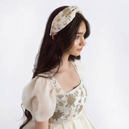 Maison Ava-Girls Ivory Embroidered Satin Organza Dress | Childrensalon Outlet