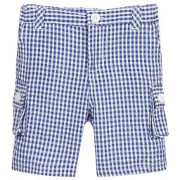 مالفي آند كو-Blue & White Check Baby Shorts | Childrensalon Outlet