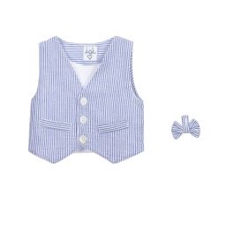 Malvi & Co-Blue & White Waistcoat Set | Childrensalon Outlet