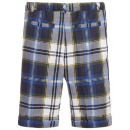 Malvi & Co-Boys Blue & Green Check Shorts | Childrensalon Outlet