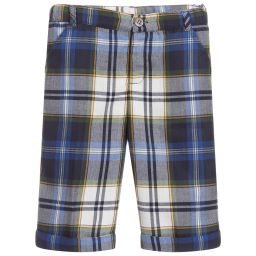 Malvi & Co-Boys Blue & Green Check Shorts | Childrensalon Outlet
