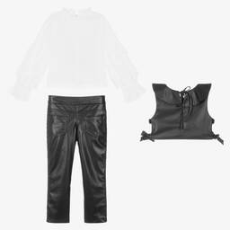 ماما لوما-أكثر من قطعة جلد صناعي لون أسود للبنات | Childrensalon Outlet