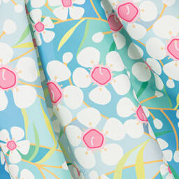 Mama Luma-Girls Blue Floral Satin Dress | Childrensalon Outlet