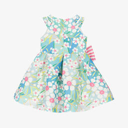 Mama Luma-Girls Blue Floral Satin Dress | Childrensalon Outlet