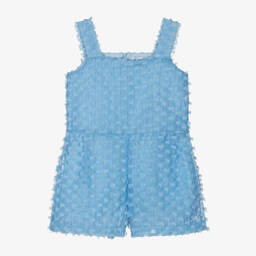 Mama Luma-Girls Blue Tasselled Organza Playsuit | Childrensalon Outlet