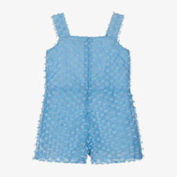 Mama Luma-Girls Blue Tasselled Organza Playsuit | Childrensalon Outlet