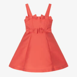 Mama Luma-فستان ساتان مرجاني للبنات مع فيونكة | Childrensalon Outlet